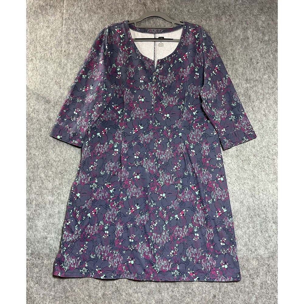 REI Dress Womens XL Geometric Cotton Blend Stretch Zip Pocket Casual Everyday